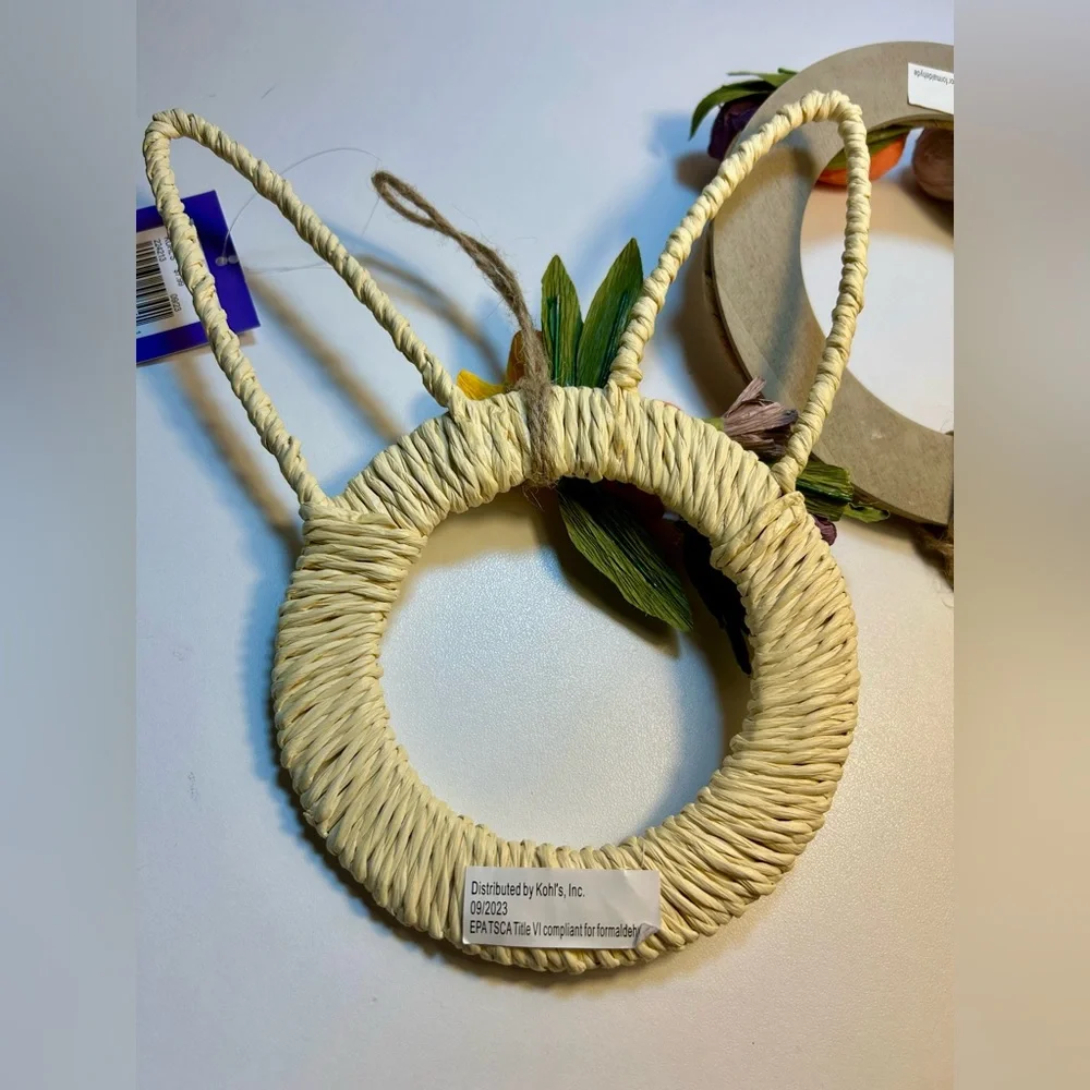 NWT Two Easter Wicker Wall Decorations